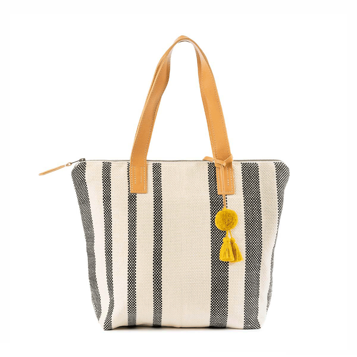 A GIF of the front and back of the Angela Hand Woven Tourmaline Tote