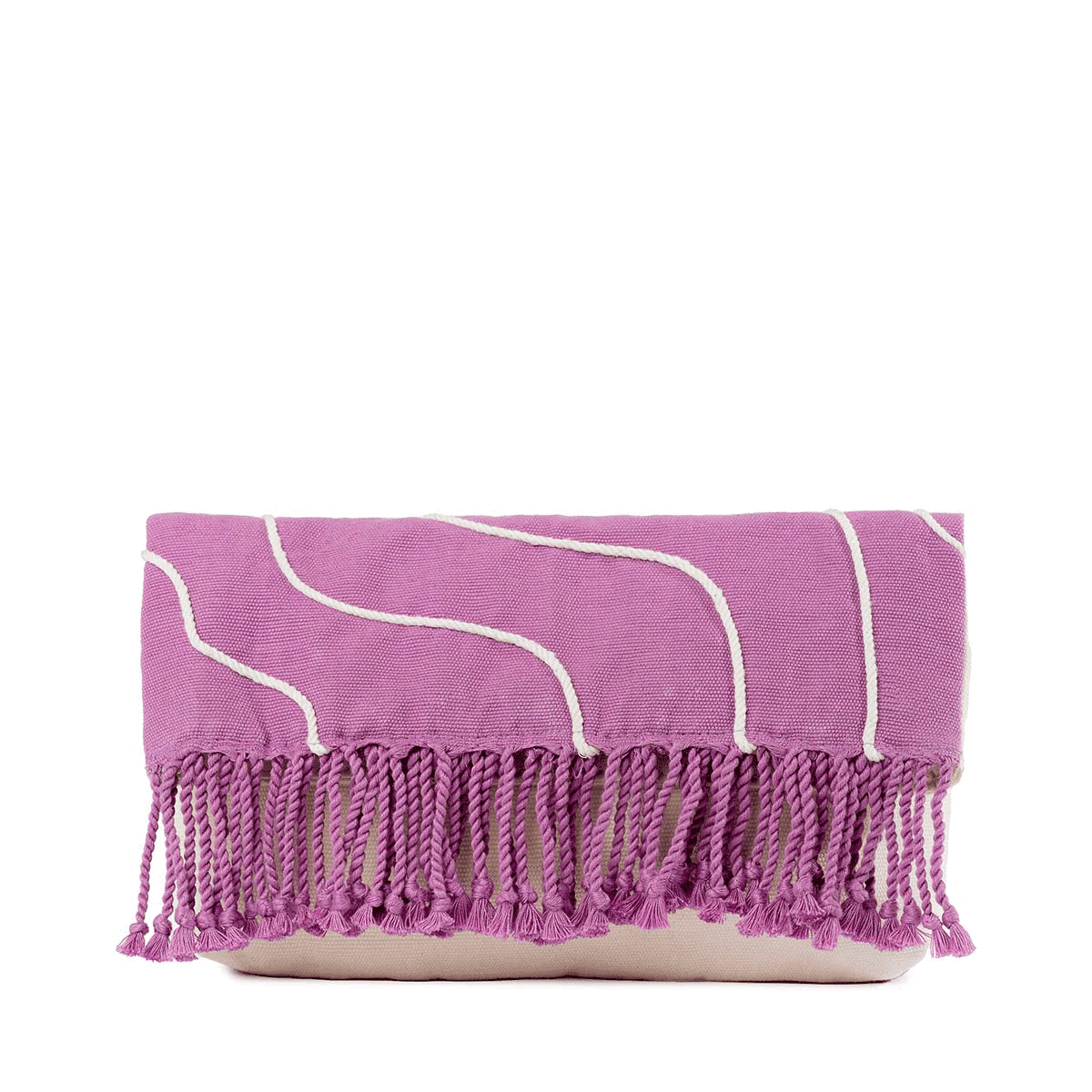 A GIF of the front and back of the hand woven artisan Margarita Clutch in Cosmic Waves.
