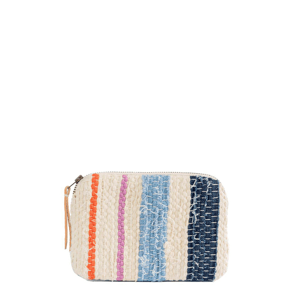 A GIF showing the front and back sides of the hand woven artisan Teresa Wallet in Spring Sherbert.