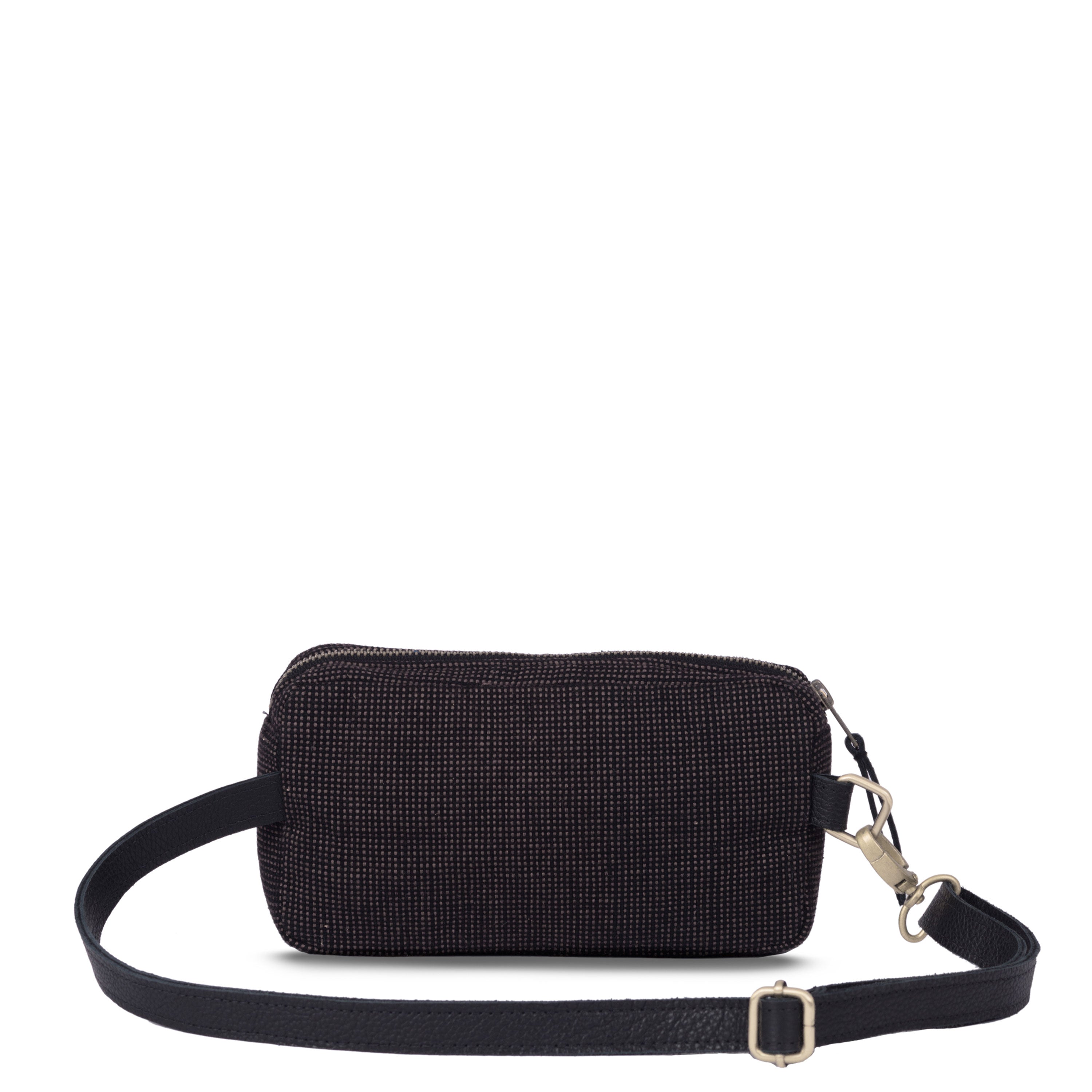 Clare V. Woven Leather Belt Bag in Black