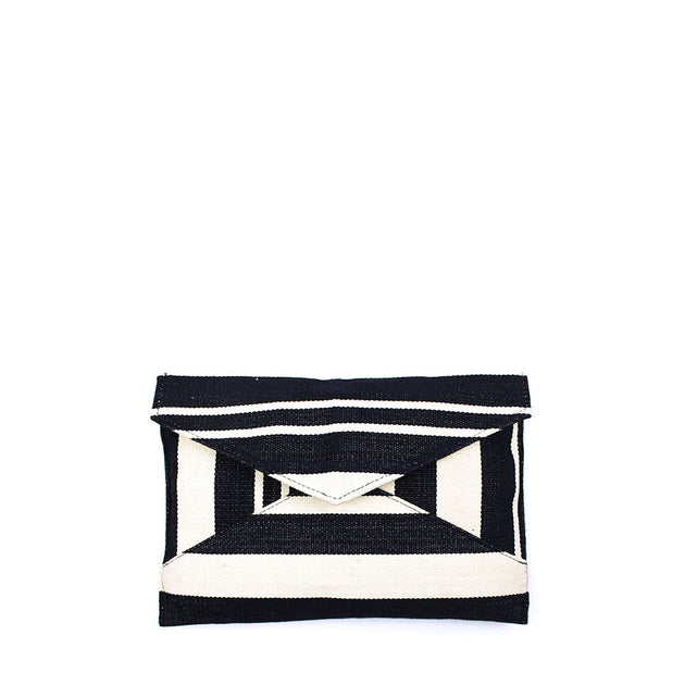 Handwoven Gloria Envelope Clutch - Midnight Black