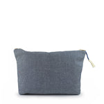 Back of the Cristina Pouch with lighter wash denim.