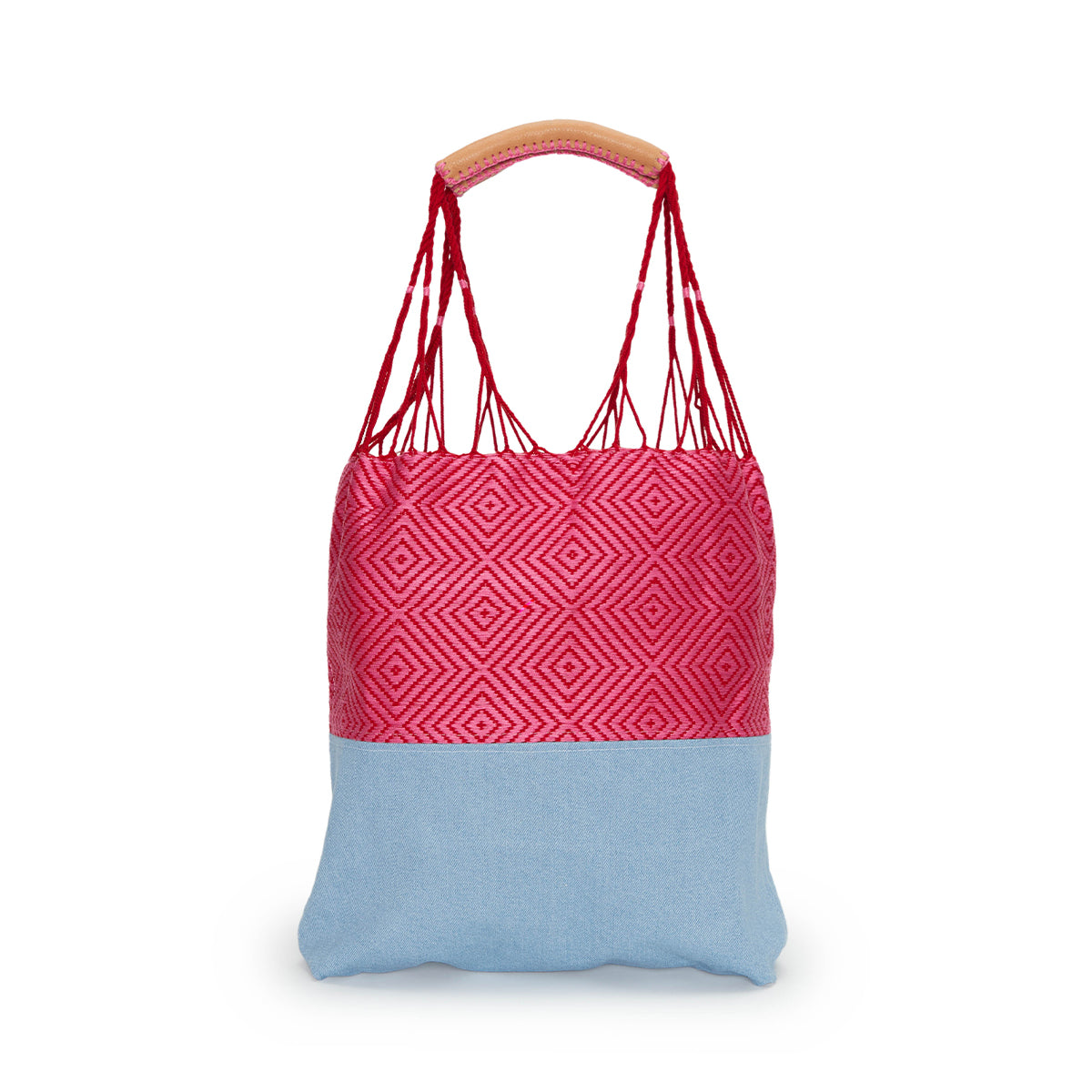 Front view of the Apolonia Tote in Raspberry.
